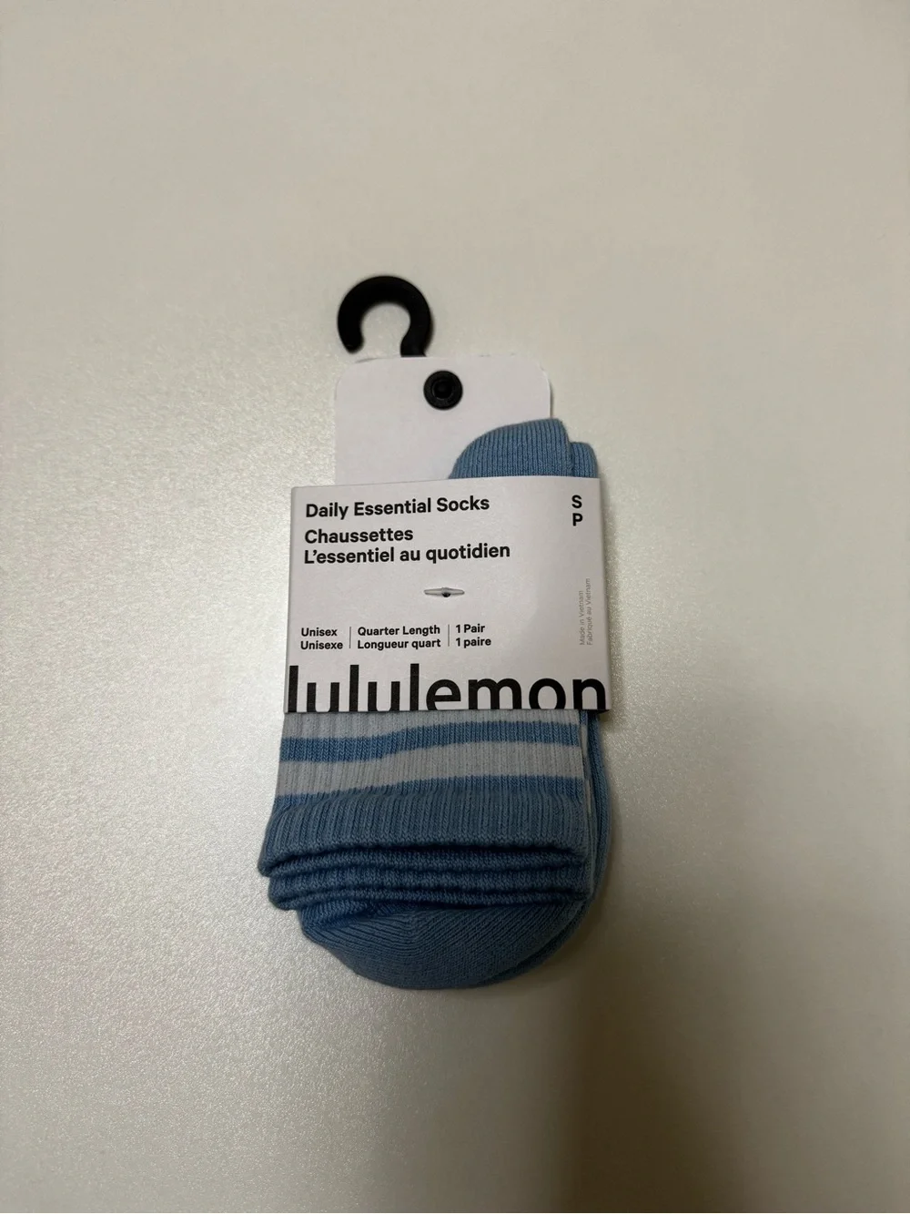lululemon athletica Light Blue Crew Socks with White Stripes